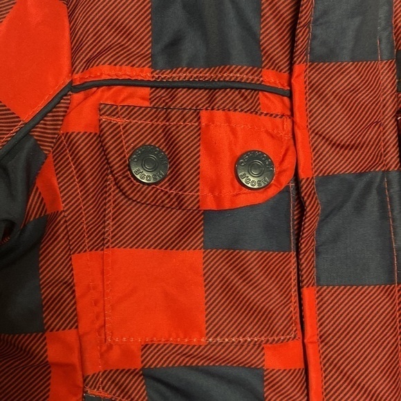 𝅺oshkosh B'gosh 18M Navy Blue and Red Flannel Fleece Lined Winter Jacket - Picture 4 of 17